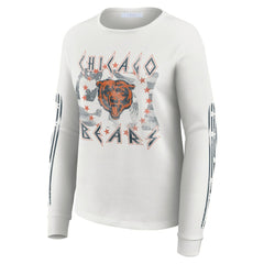 Chicago Bears WEAR by Erin Andrews Women's Graphic Waffle Long-Sleeve T-Shirt White - NFL