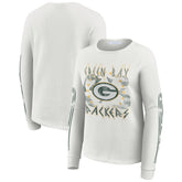 Green Bay Packers WEAR by Erin Andrews Women's Graphic Waffle Long-Sleeve T-Shirt White - NFL