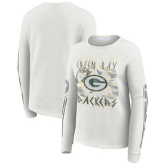Green Bay Packers WEAR by Erin Andrews Women's Graphic Waffle Long-Sleeve T-Shirt White - NFL