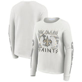 New Orleans Saints WEAR by Erin Andrews Women's Graphic Waffle Long-Sleeve T-Shirt White - NFL