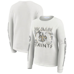 New Orleans Saints WEAR by Erin Andrews Women's Graphic Waffle Long-Sleeve T-Shirt White - NFL
