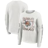 Cincinnati Bengals WEAR by Erin Andrews Women's Graphic Waffle Long-Sleeve T-Shirt White - NFL