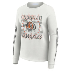 Cincinnati Bengals WEAR by Erin Andrews Women's Graphic Waffle Long-Sleeve T-Shirt White - NFL