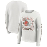 Cleveland Browns WEAR by Erin Andrews Women's Graphic Waffle Long-Sleeve T-Shirt White - NFL