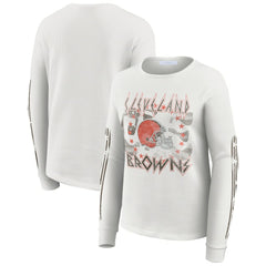Cleveland Browns WEAR by Erin Andrews Women's Graphic Waffle Long-Sleeve T-Shirt White - NFL