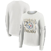 Pittsburgh Steelers WEAR by Erin Andrews Women's Graphic Waffle Long-Sleeve T-Shirt White - NFL