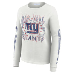 New York Giants WEAR by Erin Andrews Women's Graphic Waffle Long-Sleeve T-Shirt White - NFL