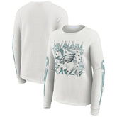 Philadelphia Eagles WEAR by Erin Andrews Women's Graphic Waffle Long-Sleeve T-Shirt White - NFL