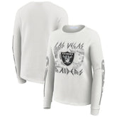Las Vegas Raiders WEAR by Erin Andrews Women's Graphic Waffle Long-Sleeve T-Shirt White - NFL