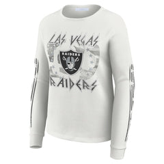 Las Vegas Raiders WEAR by Erin Andrews Women's Graphic Waffle Long-Sleeve T-Shirt White - NFL