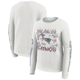 New England Patriots WEAR by Erin Andrews Women's Graphic Waffle Long-Sleeve T-Shirt White - NFL