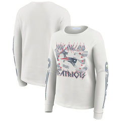 New England Patriots WEAR by Erin Andrews Women's Graphic Waffle Long-Sleeve T-Shirt White - NFL
