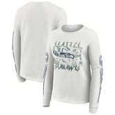 Seattle Seahawks WEAR by Erin Andrews Women's Graphic Waffle Long-Sleeve T-Shirt White - NFL