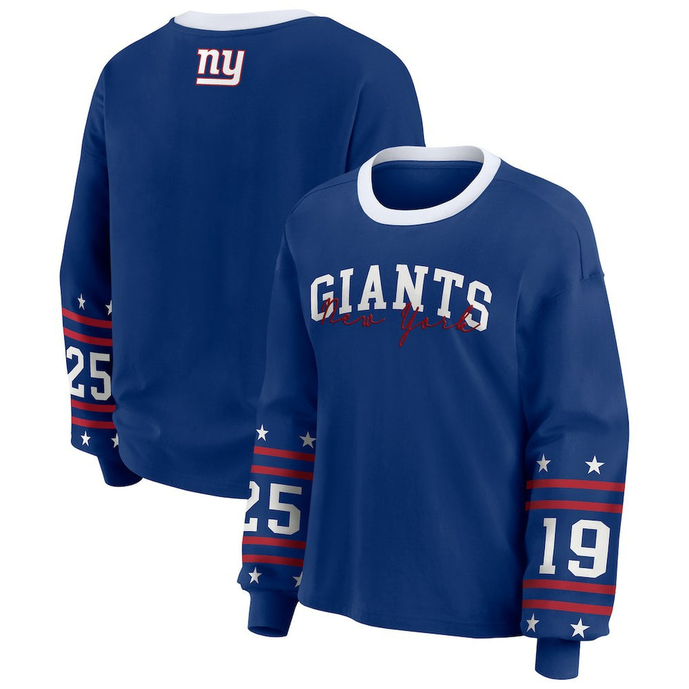 New York Giants WEAR by Erin Andrews Women's Sport Long-Sleeve T-Shirt Royal - NFL