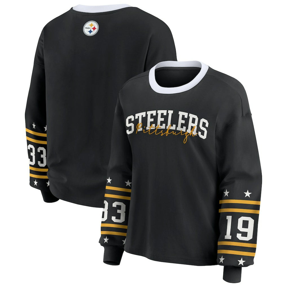 Pittsburgh Steelers WEAR by Erin Andrews Women's Sport Long-Sleeve T-Shirt Black - NFL