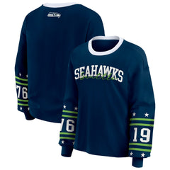 Seattle Seahawks WEAR by Erin Andrews Women's Sport Long-Sleeve T-Shirt College Navy - NFL