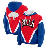Buffalo Bills WEAR by Erin Andrews Women's Plus Size Retro Crinkle Full-Zip Hoodie Windbreaker Jacket Red/Royal - NFL