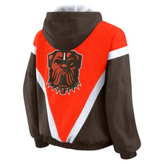 Cleveland Browns WEAR by Erin Andrews Women's Plus Size Retro Crinkle Full-Zip Hoodie Windbreaker Jacket Orange/Brown - NFL
