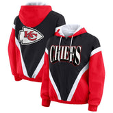 Kansas City Chiefs WEAR by Erin Andrews Women's Plus Size Retro Crinkle Full-Zip Hoodie Windbreaker Jacket Red/Black - NFL