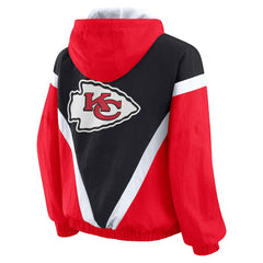 Kansas City Chiefs WEAR by Erin Andrews Women's Plus Size Retro Crinkle Full-Zip Hoodie Windbreaker Jacket Red/Black - NFL