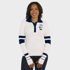 Seattle Seahawks WEAR by Erin Andrews Women's Ribbed Henley Polo Sweater White - NFL