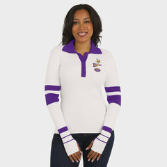 Minnesota Vikings WEAR by Erin Andrews Women's Ribbed Henley Polo Sweater White - NFL
