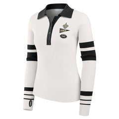 New Orleans Saints WEAR by Erin Andrews Women's Ribbed Henley Polo Sweater White - NFL