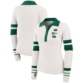 New York Jets WEAR by Erin Andrews Women's Ribbed Henley Polo Sweater White - NFL