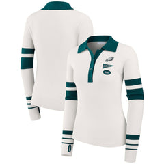 Philadelphia Eagles WEAR by Erin Andrews Women's Ribbed Henley Polo Sweater White - NFL