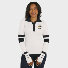 Pittsburgh Steelers WEAR by Erin Andrews Women's Ribbed Henley Polo Sweater White - NFL