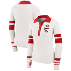 San Francisco 49ers WEAR by Erin Andrews Women's Ribbed Henley Polo Sweater White - NFL