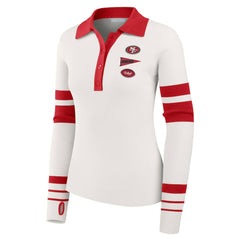 San Francisco 49ers WEAR by Erin Andrews Women's Ribbed Henley Polo Sweater White - NFL