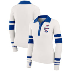 Buffalo Bills WEAR by Erin Andrews Women's Ribbed Henley Polo Sweater White - NFL
