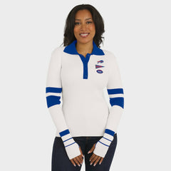 Buffalo Bills WEAR by Erin Andrews Women's Ribbed Henley Polo Sweater White - NFL