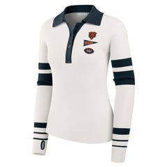 Chicago Bears WEAR by Erin Andrews Women's Ribbed Henley Polo Sweater White - NFL