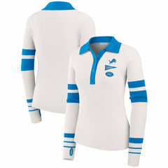 Detroit Lions WEAR by Erin Andrews Women's Ribbed Henley Polo Sweater White - NFL