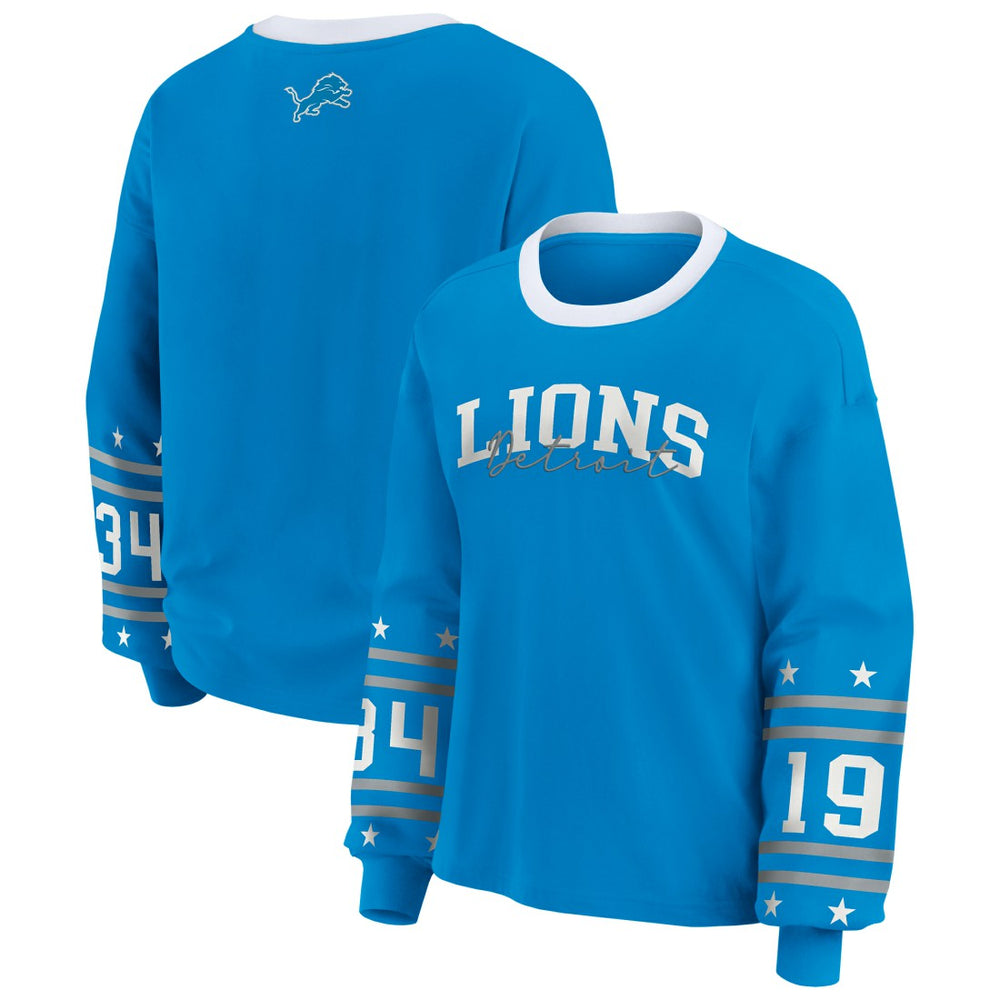 Detroit Lions WEAR by Erin Andrews Women's Plus Size Sport Long-Sleeve T-Shirt Blue - NFL