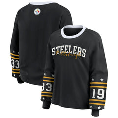 Pittsburgh Steelers WEAR by Erin Andrews Women's Plus Size Sport Long-Sleeve T-Shirt Black - NFL