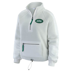 New York Jets WEAR by Erin Andrews Women's Polar Fleece Half-Zip Jacket White - NFL