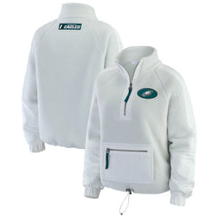Philadelphia Eagles WEAR by Erin Andrews Women's Polar Fleece Half-Zip Jacket White - NFL