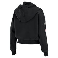 Kansas City Chiefs WEAR by Erin Andrews Women's Tri-Blend Patch Pocket Cropped Full-Zip Bomber Hoodie Jacket Black - NFL