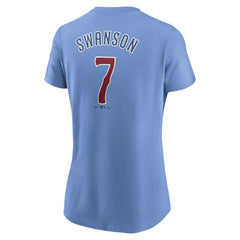 Dansby Swanson Chicago Cubs Nike Women's Cooperstown Collection Fuse Name & Number T-Shirt Clearance