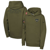 New Orleans Saints Youth 2025 Salute to Service Club Fleece Hoodie Olive - Nike