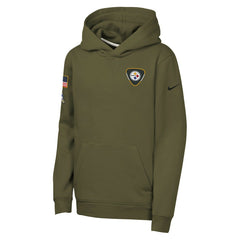 Pittsburgh Steelers Youth 2025 Salute to Service Club Fleece Hoodie Olive - Nike