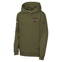 Cincinnati Bengals Youth 2025 Salute to Service Club Fleece Hoodie Olive - Nike
