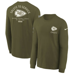 Kansas City Chiefs Youth 2025 Salute to Service Sideline Long Sleeve T-Shirt Olive - Nike