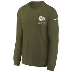 Kansas City Chiefs Youth 2025 Salute to Service Sideline Long Sleeve T-Shirt Olive - Nike
