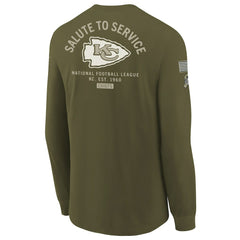 Kansas City Chiefs Youth 2025 Salute to Service Sideline Long Sleeve T-Shirt Olive - Nike