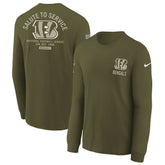 Cincinnati Bengals Youth 2025 Salute to Service Sideline Long Sleeve T-Shirt Olive - Nike