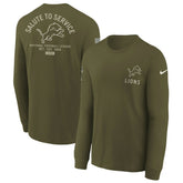 Detroit Lions Youth 2025 Salute to Service Sideline Long Sleeve T-Shirt Olive - Nike